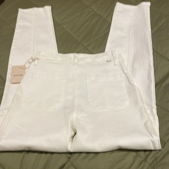 NWT MOTHER WHITE The Private Double Pocket Skimp Jeans size 26